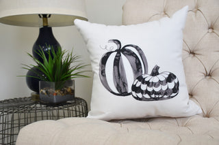Pumpkin Duo 20" Cream Halloween Print Decorative Throw Pillow