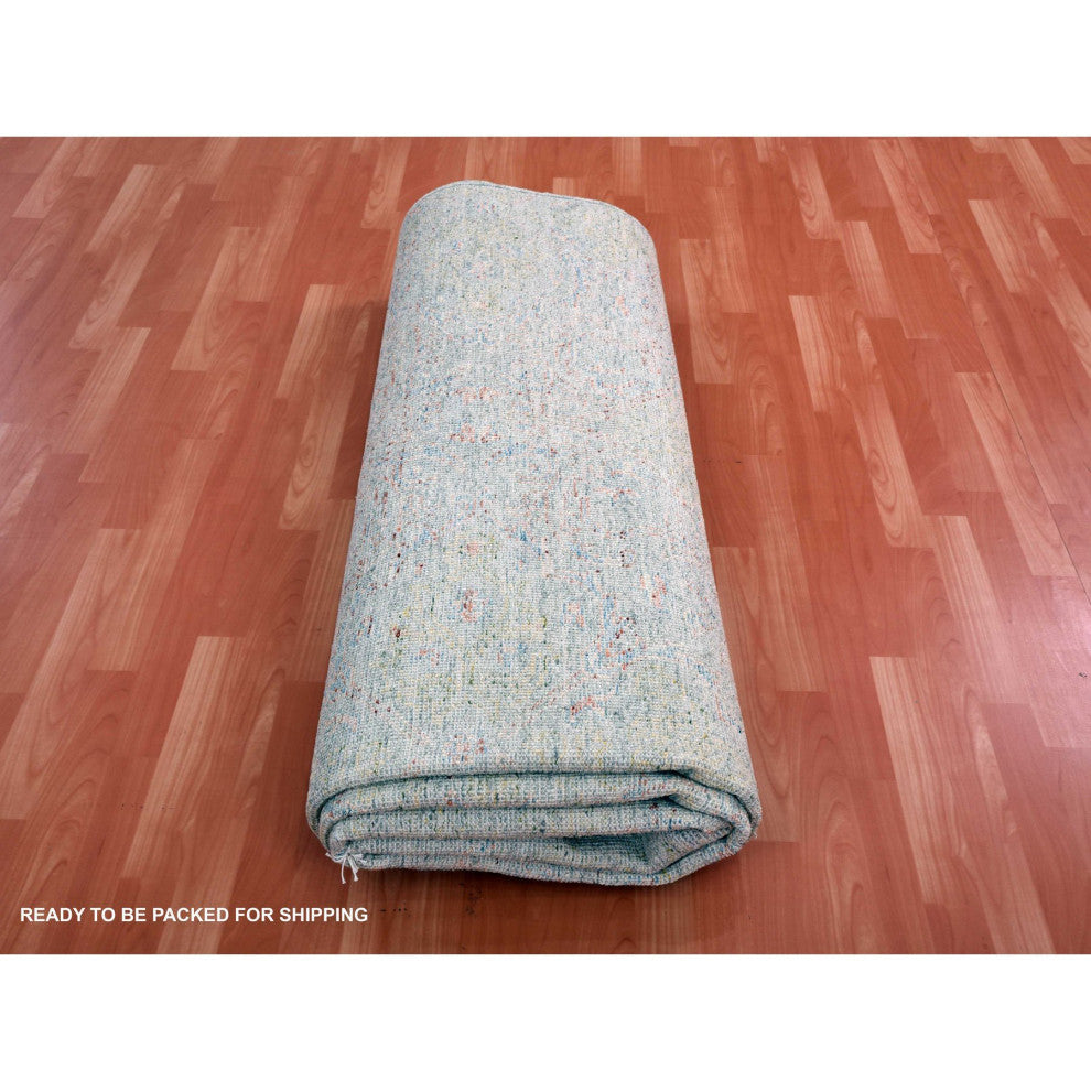 Gray Goose Oushak influence With Salt and Pepper Motif 100% Wool Rug 9'1"x12'1"