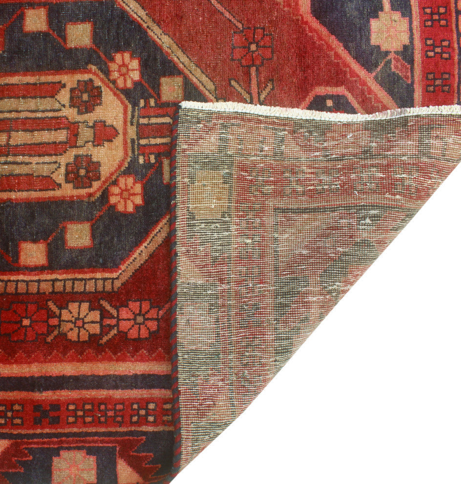 Fine Vintage Distressed Camryn Burgundy/Navy Runner, 3'5x9'3