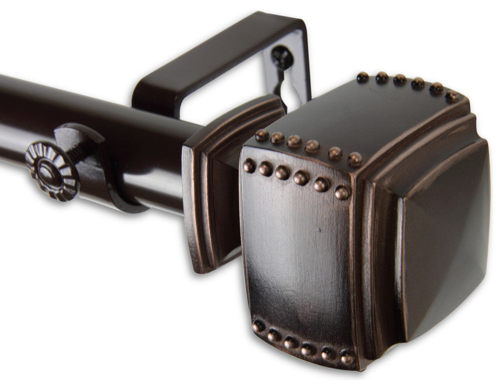 Studded 1" Curtain Rod, Black, Bronze, 160"-240"