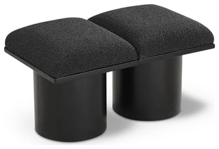 Pavilion Boucle Fabric Upholstered 2-Piece Modular Bench, Black, Black Finish
