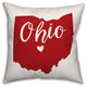 Red and White Ohio Pride 16x16 Spun Poly Pillow