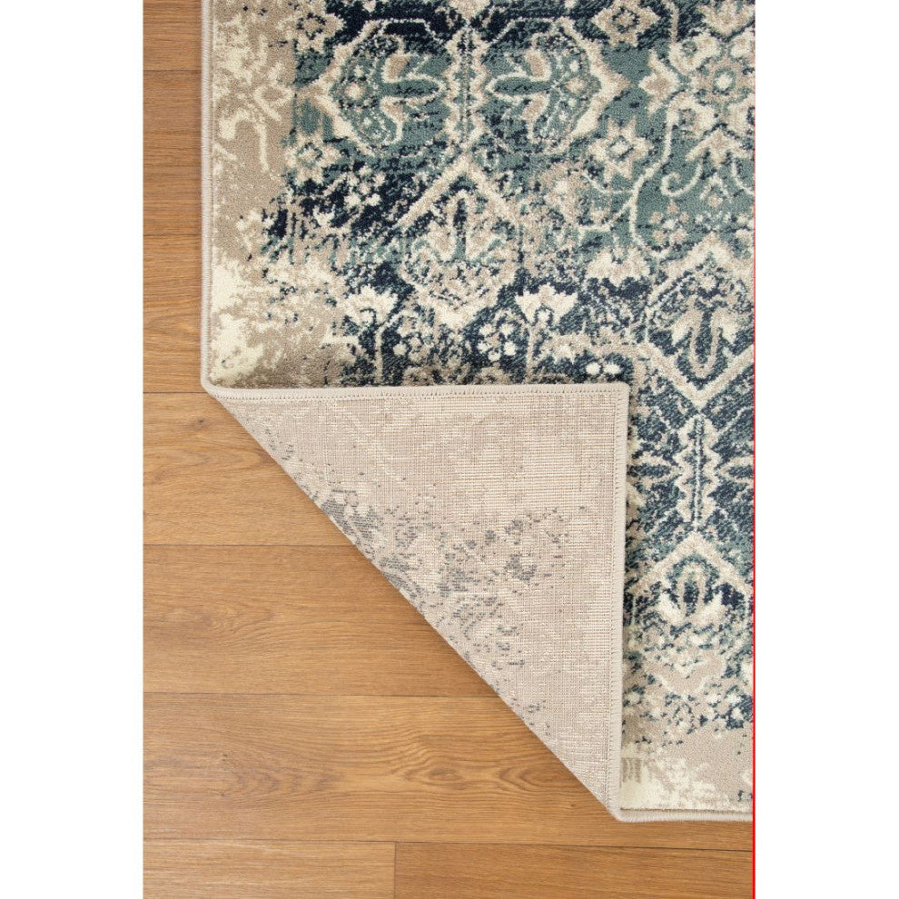 KAS Heritage 9372 Ivory/Blue Anna Area Rug, 2'2"x7'11" Runner