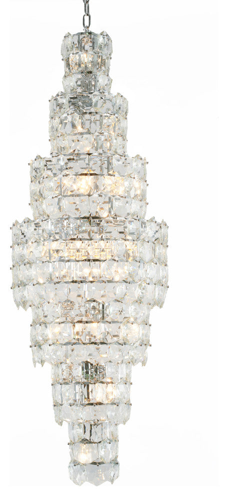 7 Tier Chrome Frame Chandelier With Clear Hanging Crystals
