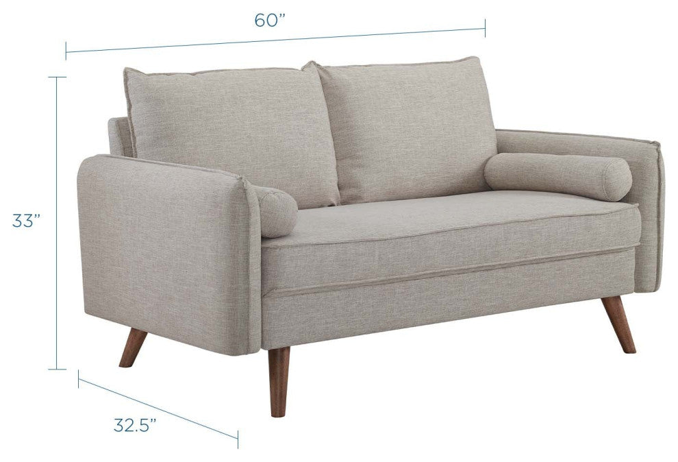 Revive Upholstered Fabric Loveseat, Beige