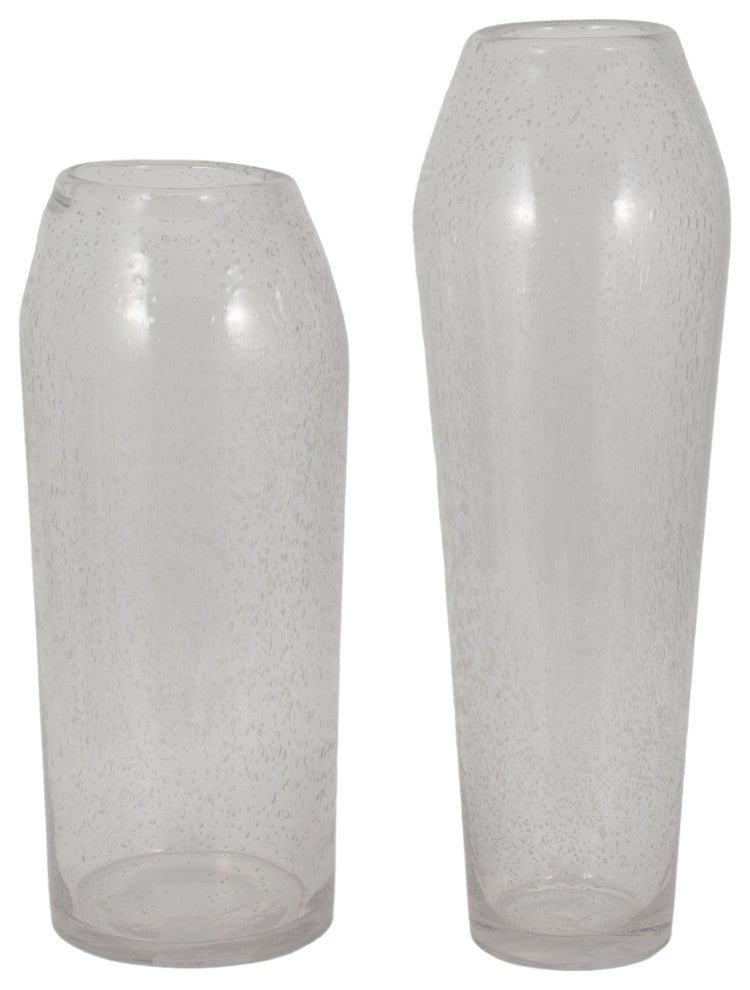 Glass, 19" Floor Vase Bubble Clear