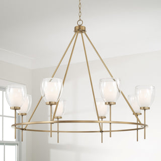 Capital Lighting 455981 Joss 8 Light 46"W Chandelier - Aged Brass