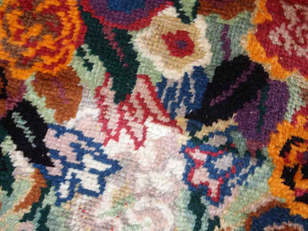 Handmade Antique French Art Deco Rug, 1.6'x3.8', 50cmx116cm 1920s