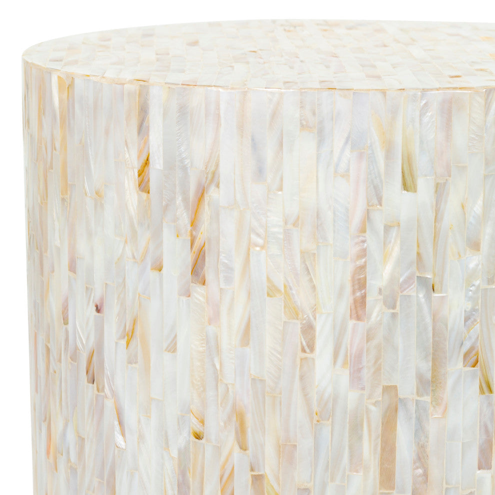 Surya Iridescent ISC-003 End Table, Ivory/Tan