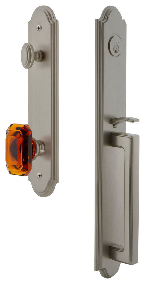 Arc 1-Piece Dummy Handleset, D Grip and Amber Baguette, Satin Nickel, 848357