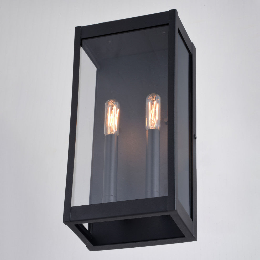 Hampton 7.5" 2 Light Outdoor Wall Light Textured Black
