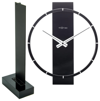 Carl Wooden Table or Wall Clock, 14x10", Black Lacquer
