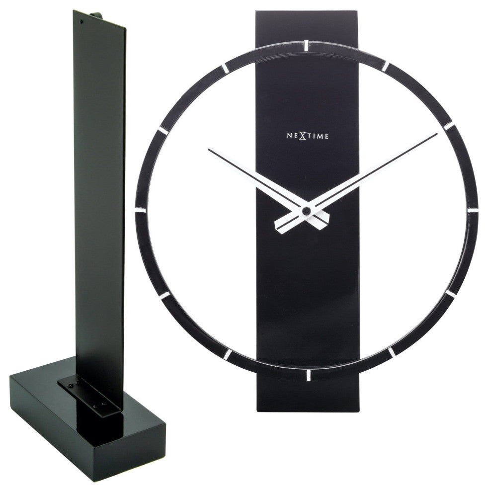 Carl Wooden Table or Wall Clock, 14x10", Black Lacquer