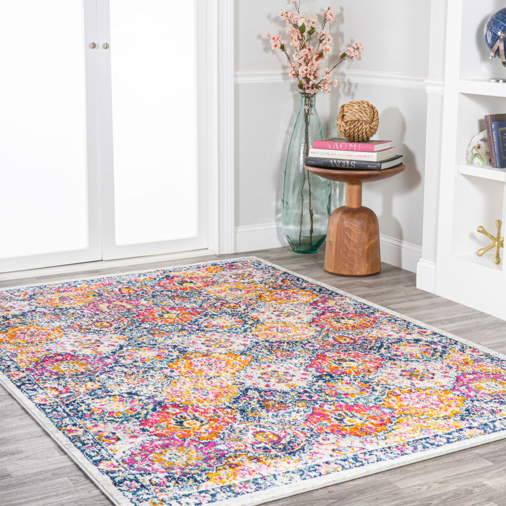 Modern Persian Boho Vintage Trellis Multi 5 ft. x 8 ft. Area Rug