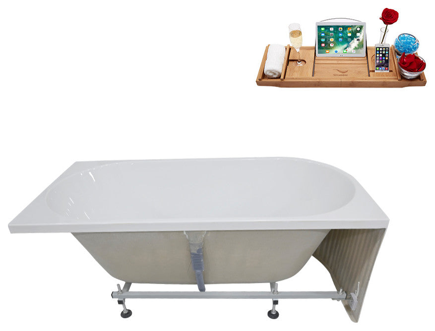 59" Streamline N4040BGL Soaking Freestanding Tub and Tray With Internal Drain