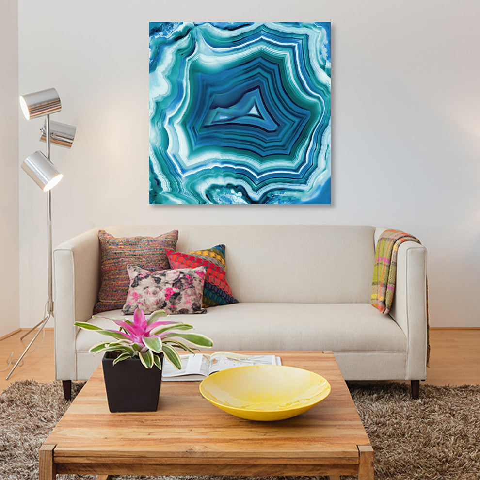 "Agate In Aqua" by Danielle Carson, Canvas Print, 26"x26"
