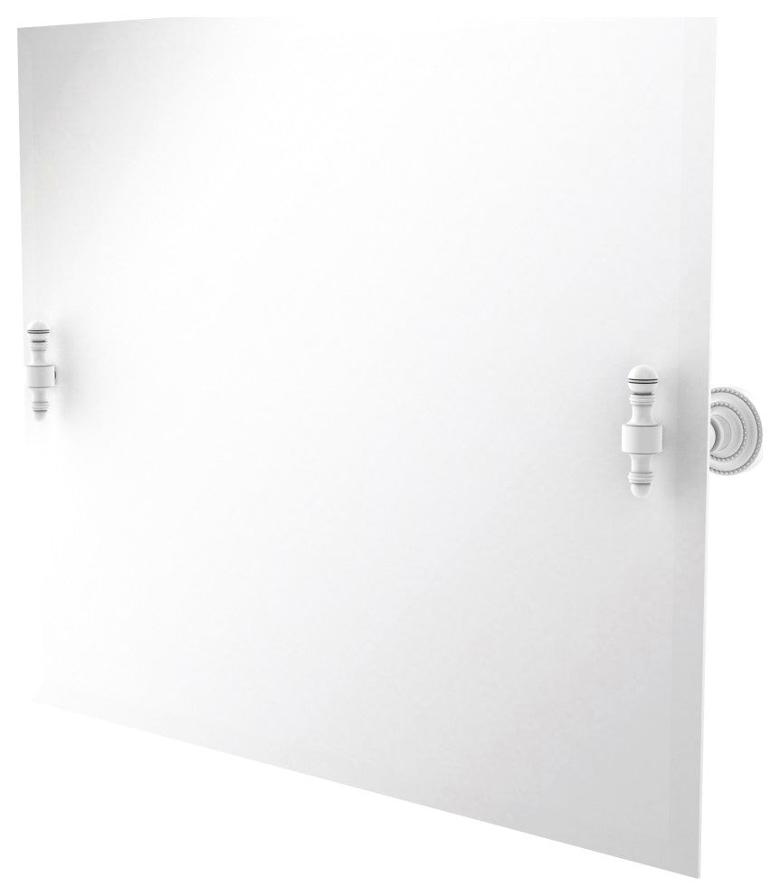 Frameless Landscape Beveled Edge Tilt Mirror, Matte White