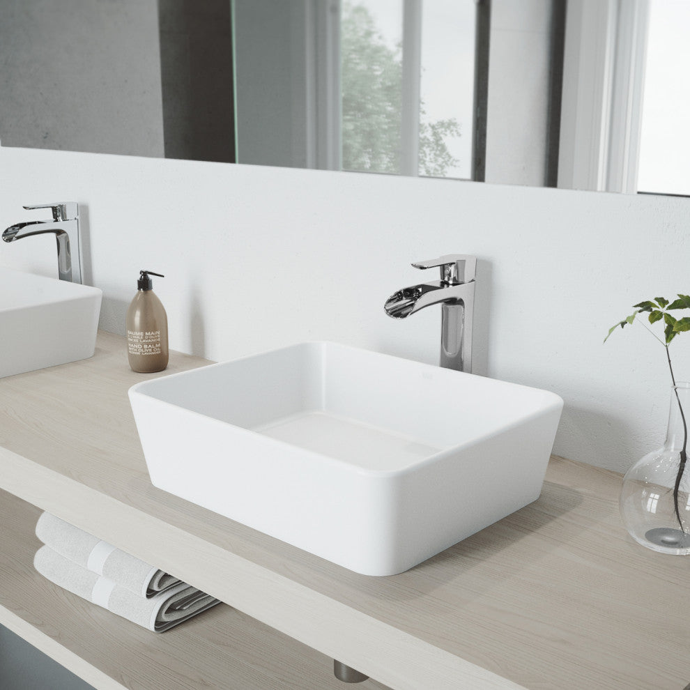 Marigold 18"L x 14"W MatteStone Vessel Sink and Niko 11"H Faucet Set