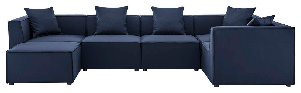 Lounge Sectional Sofa Set, Fabric, Blue Navy, Modern, Outdoor Patio Cafe Bistro