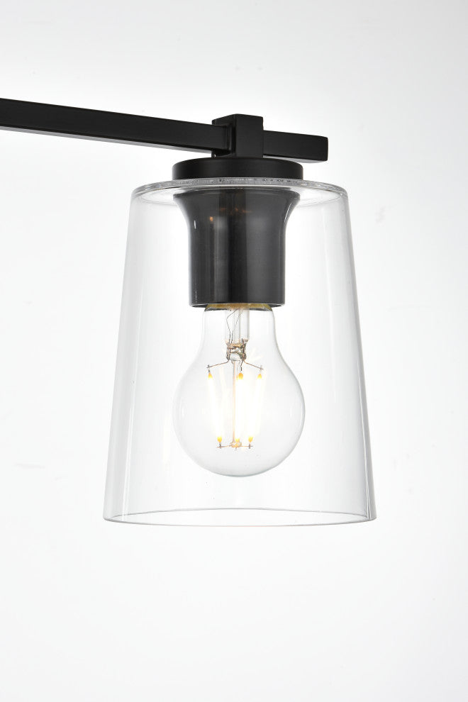 4 Light Black And Clear Bath Sconce