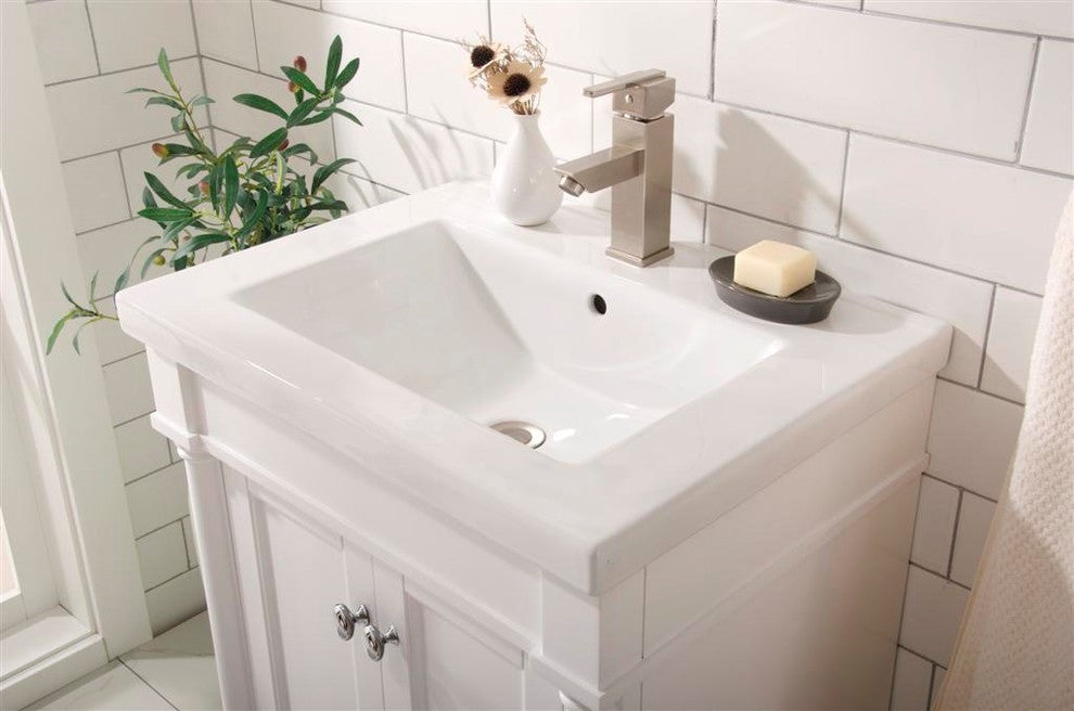 Legion Furniture Evarly Single-Sink Vanity, White, 24"