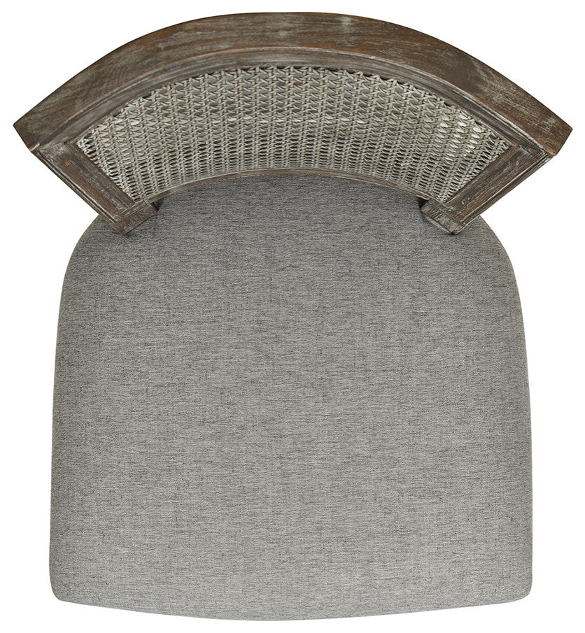 Triomphe 26.5" Oak Rattan Wicker Counter Stool, Heathered Gray Linen