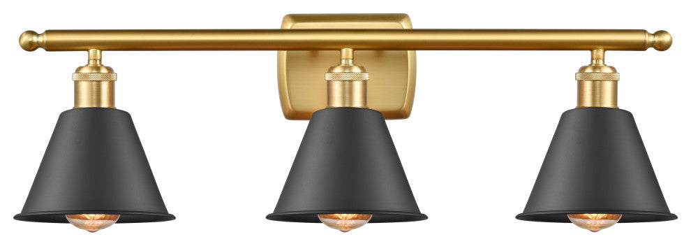 Innovations 516-3W-SG-M8-BK-LED 3-Light Bath Vanity Light, Satin Gold