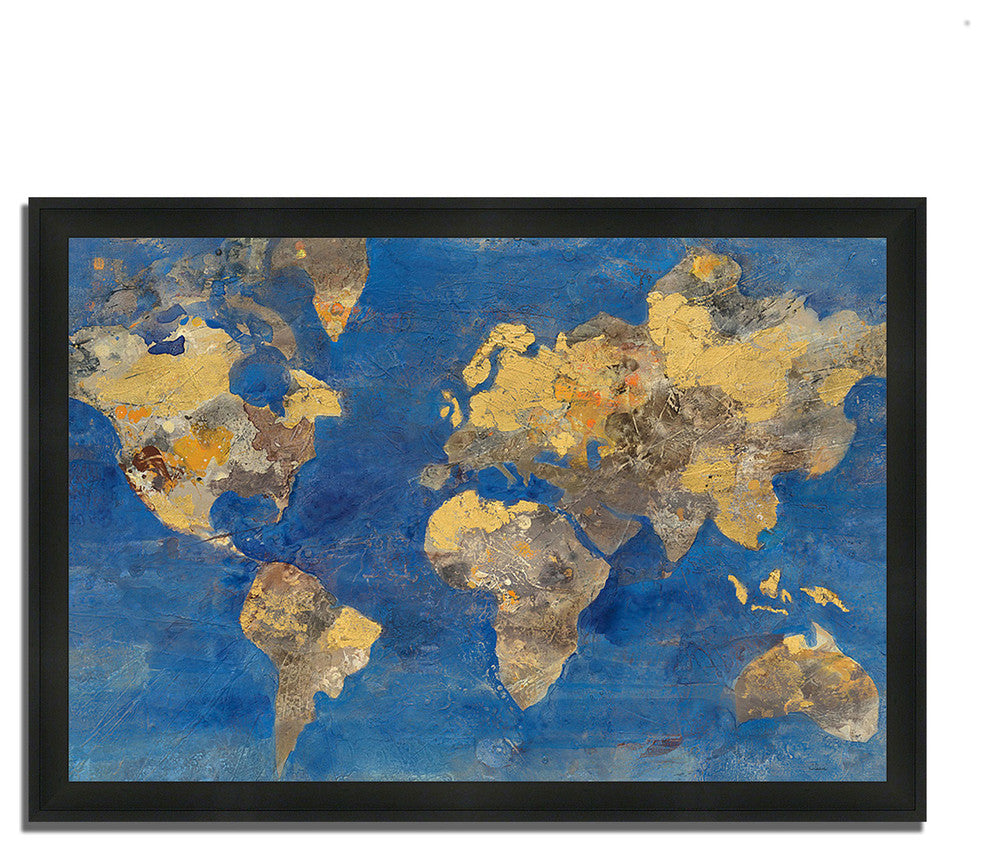 "Golden World" By Albena Hristova, Framed Painting Print, Ready To Hang