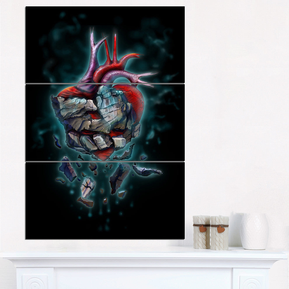 "Stone Heart Revival" Glossy Metal Wall Art, 3 Panels, 28"x36"