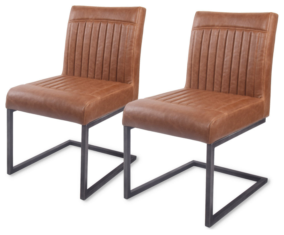 Ronan Dining Side Chair, Set of 2, Antique Cigar Brown, Dining Side Chair, Faux Leather
