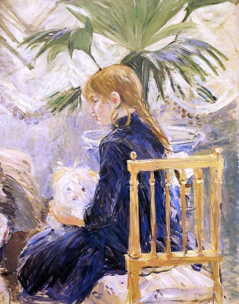 Berthe Morisot Girl With Dog, Gallery Wrapped Canvas Print, 20"x25"