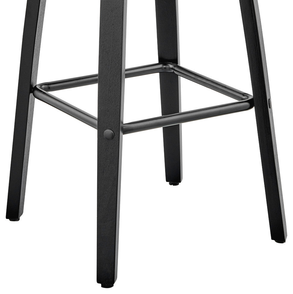 Arabela Faux Leather and Wood Swivel Bar Stool, Gray and Black