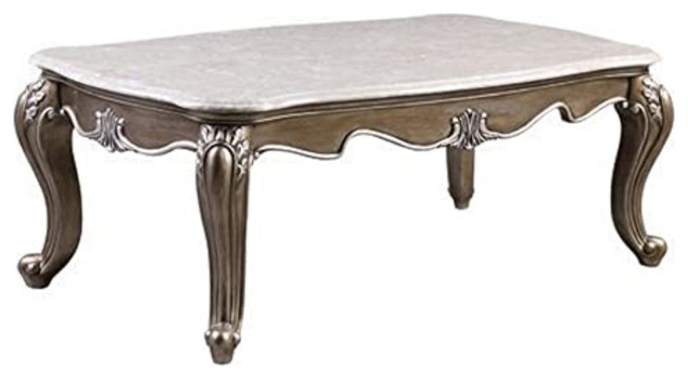 Lv00302, Coffee Table, Marble Top and Antique Bronze Finish, Elozzol