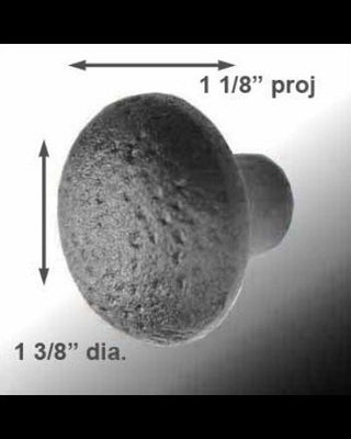 Antique Round Kitchen Cabinet Knobs Black Wrought Iron 1.25" D Pack of 10