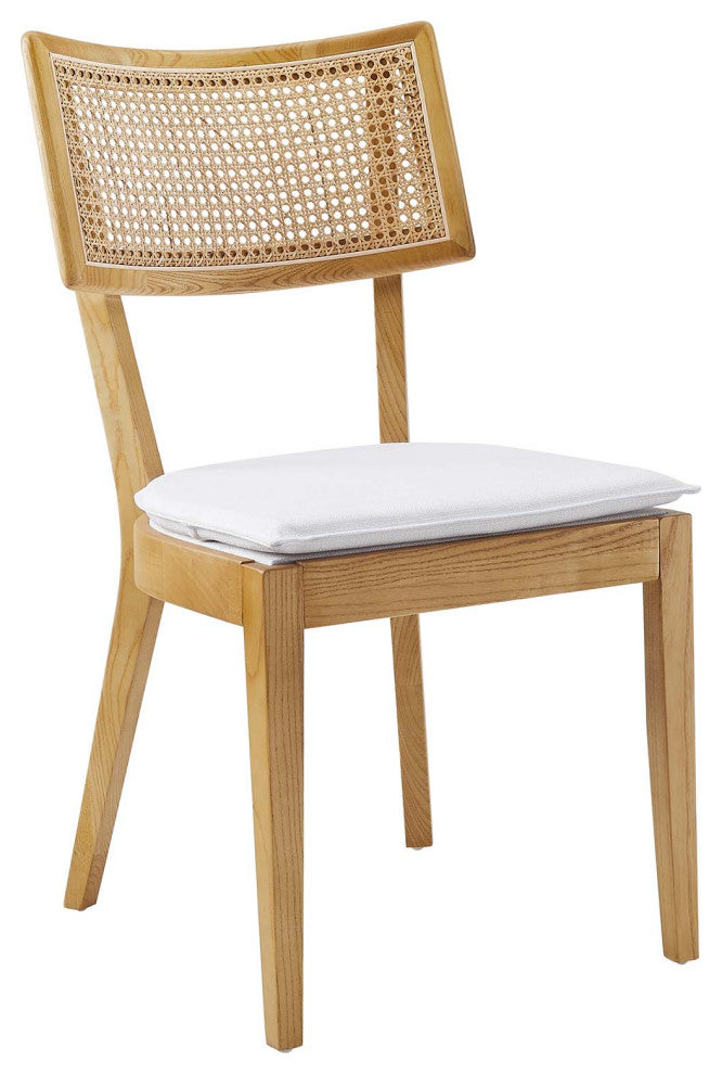 Caledonia Fabric Upholstered Wood Dining Chair Set of 2 - Natural White