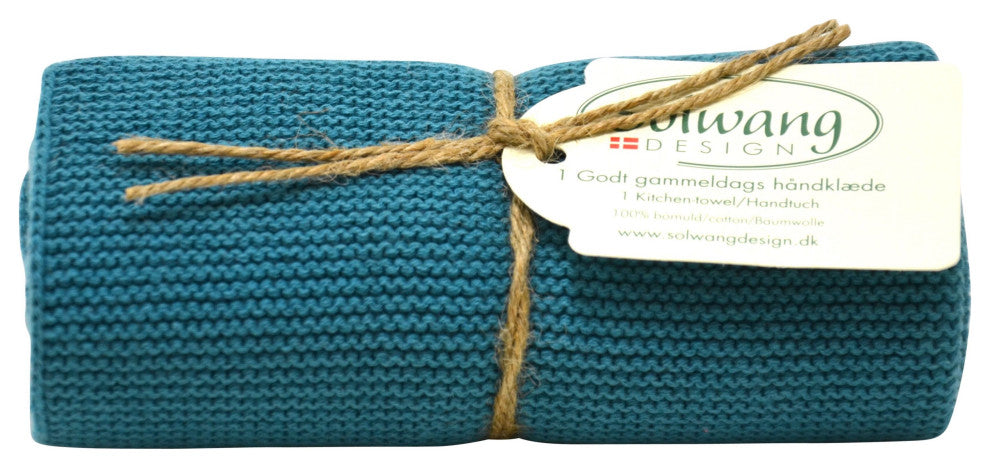Danish Cotton Knitted Kitchen Towel Made With 100% Certified Organic Cotton, Organic Azure Blue