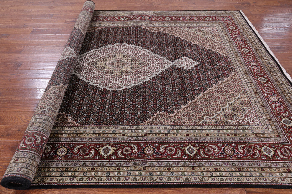 Persian Tabriz Hand Knotted Wool and Silk Rug 7' 9" X 10' 1" Q8901