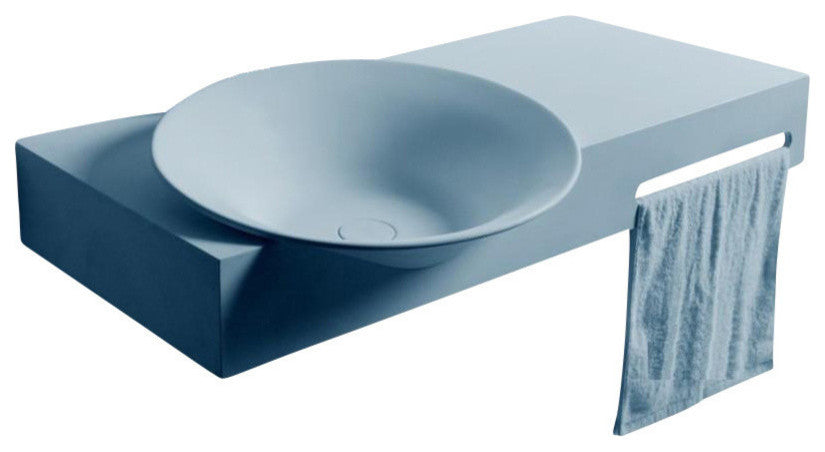 ADM Circular Wall Mounted Sink, White, 40", Matte White