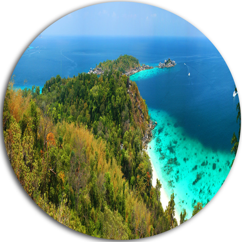 Similan Islands Paradise Bay, Modern Seascape Round Wall Art, 11"