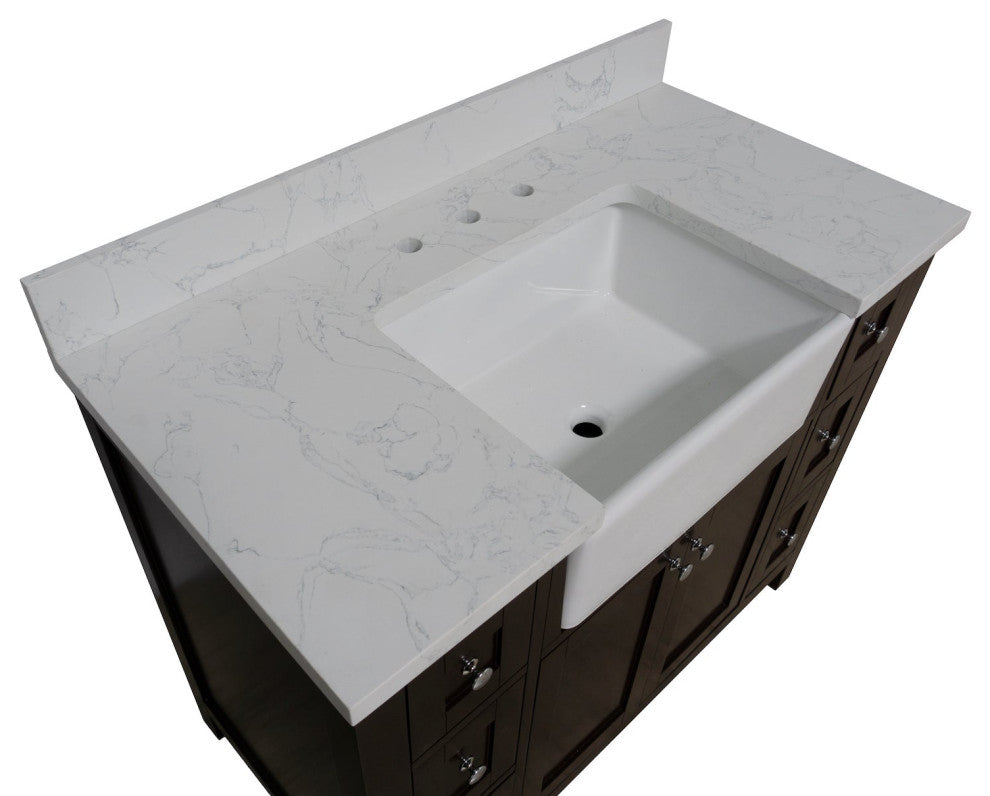 Yorkshire 42" Bathroom Vanity, Chocolate, Engineered Marble
