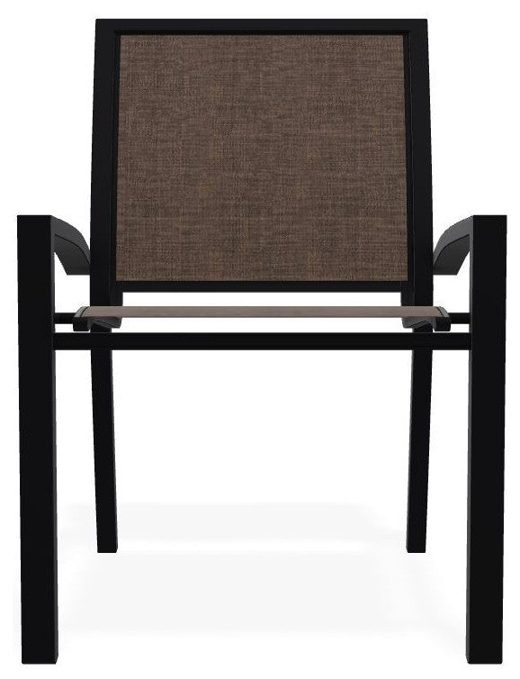 Kendall Sling Stackable Outdoor Dining Chair, Mocha/Black