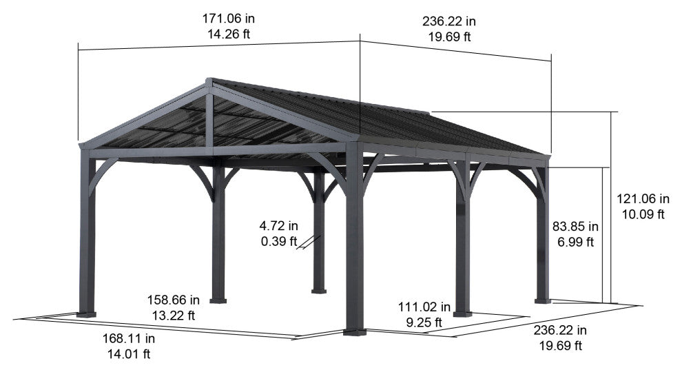 Sunjoy 20''x14'' Metal Carport, Outdoor Living Pavilion, Gazebo