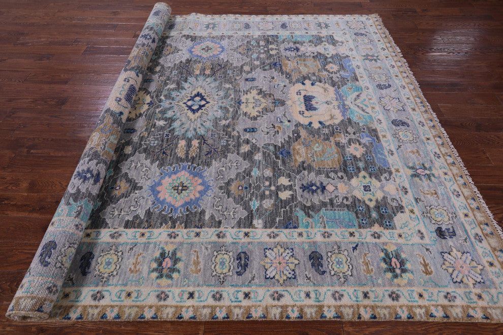8' 2" X 9' 10" Turkish Oushak Hand Knotted Wool Rug - Q15388