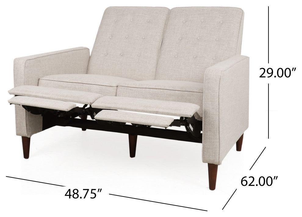 Manville Tufted Loveseat Pushback Recliner, Wheat/Dark Espresso, Fabric