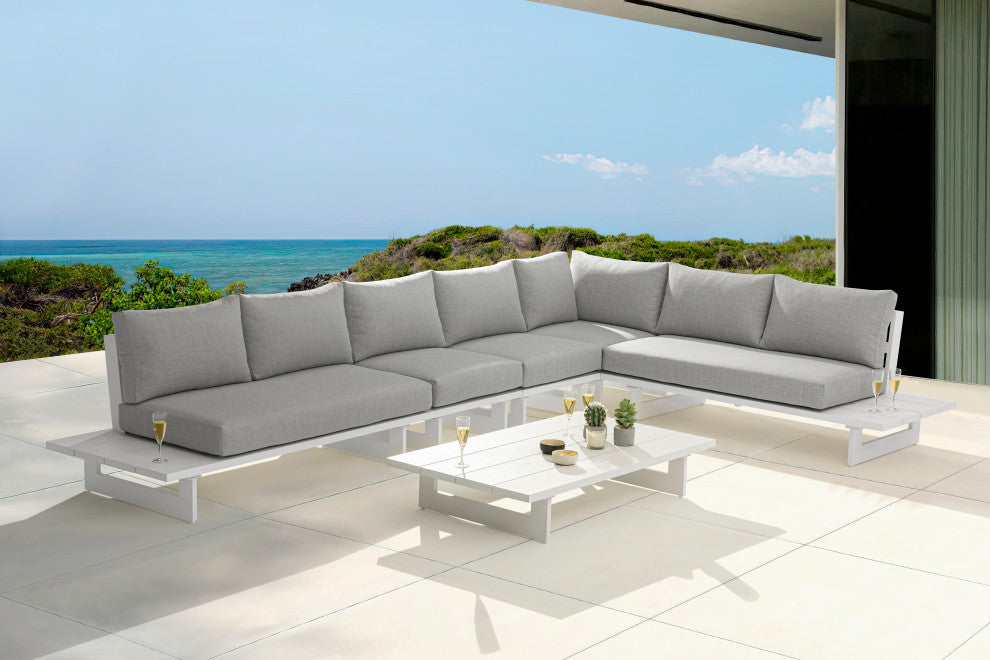 Maldives Grey Water Resistant Fabric Outdoor Patio Modular Sectional