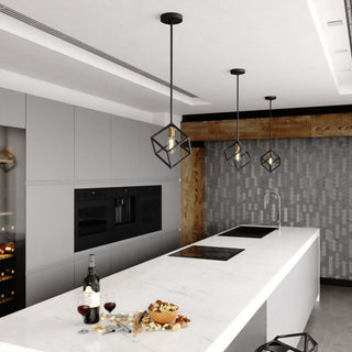 Vaxcel Lighting P0401 Deering 10"W Cube Pendant - Matte Black / Satin Brass