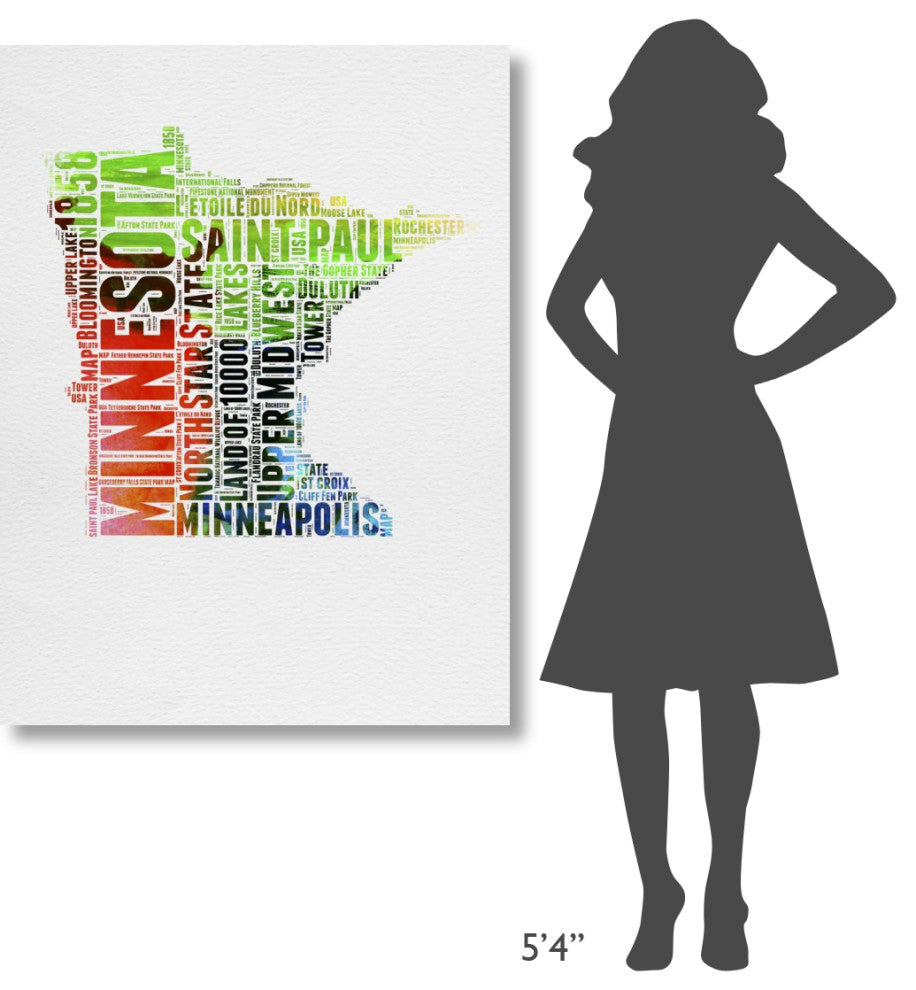 "Minnesota Watercolor Word Cloud" Fine Art Print