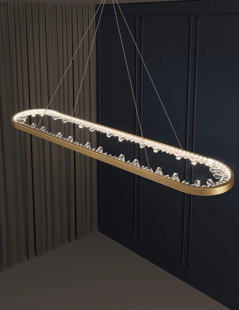 Zeddiani | Gold Rings Led Crystal Chandelier for Bedroom, Oval