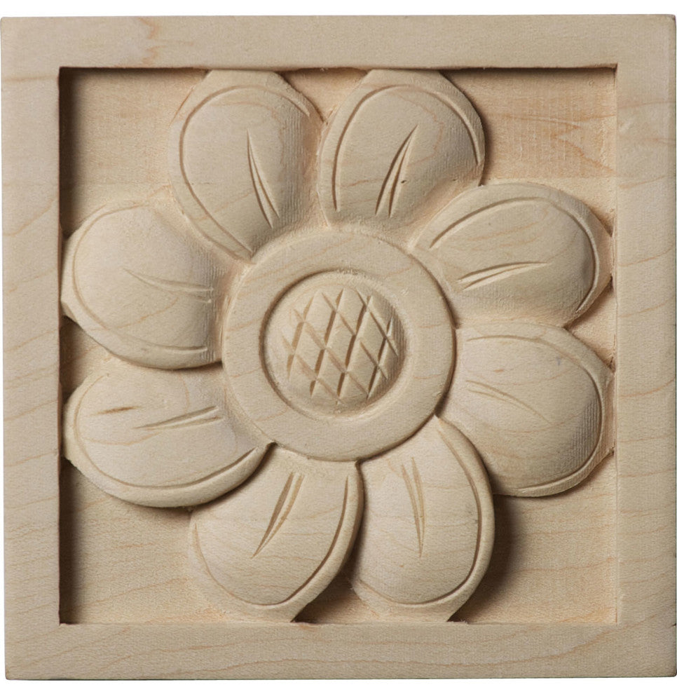 3"W x 3"H x 5/8"D Small Sunflower Rosette, Cherry