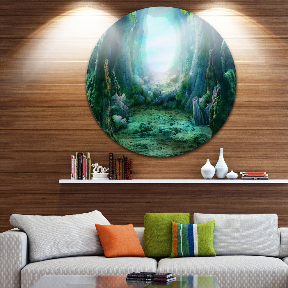 Romantic Blue Forest View, Landscape Photo Round Wall Art, 23"